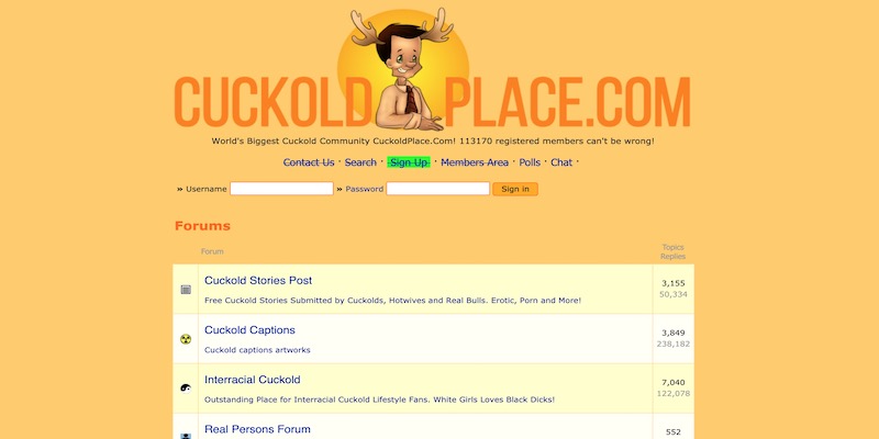 Cuckoldplace homepage